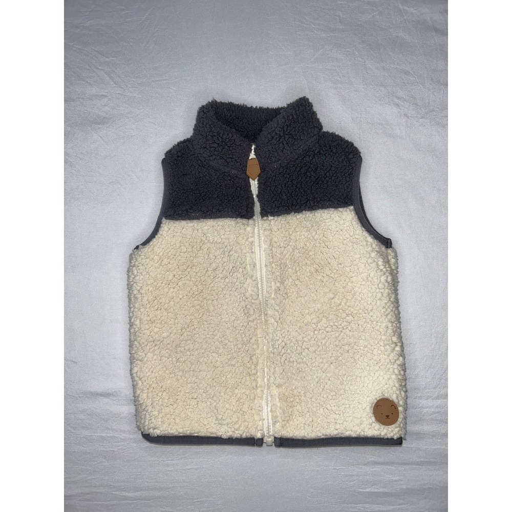 Carter's Just One You Baby Vest Fleece Sherpa Gray Beige 18 Months Toddler
